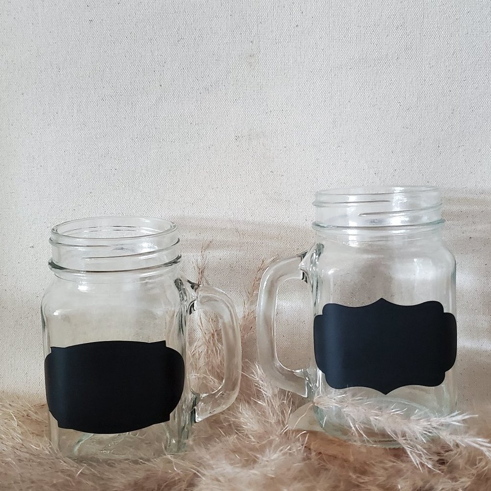 Mason Jar Cups with Chalk Board label